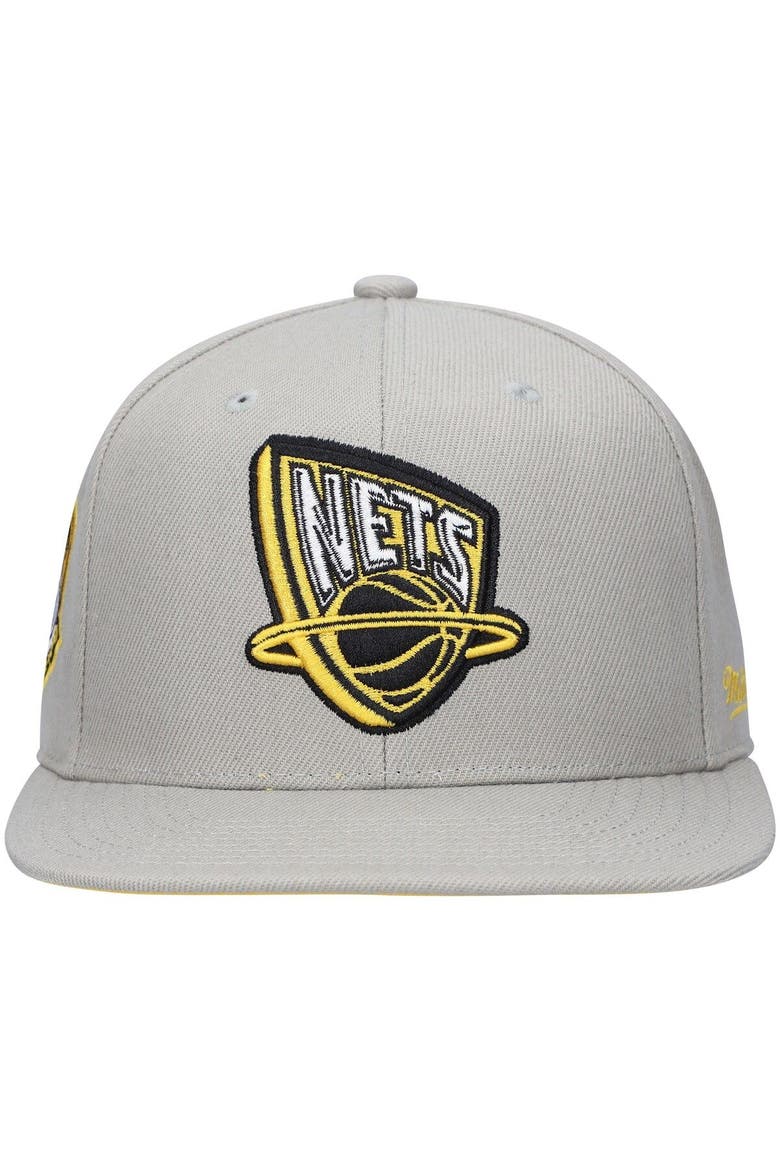 Men's Mitchell & Ness Gray New Jersey Nets Hardwood Classics 35th Anniversary Sunny Gray Fitted Hat, Alternate, color, Gray
