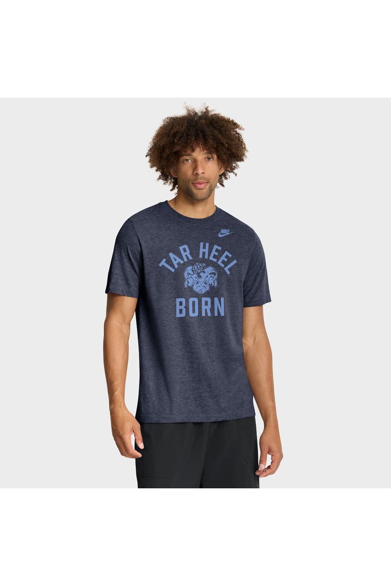 Men's Nike Heather Navy North Carolina Tar Heels Legacy Mantra Tri-Blend T-Shirt, Main, color, Heather Navy