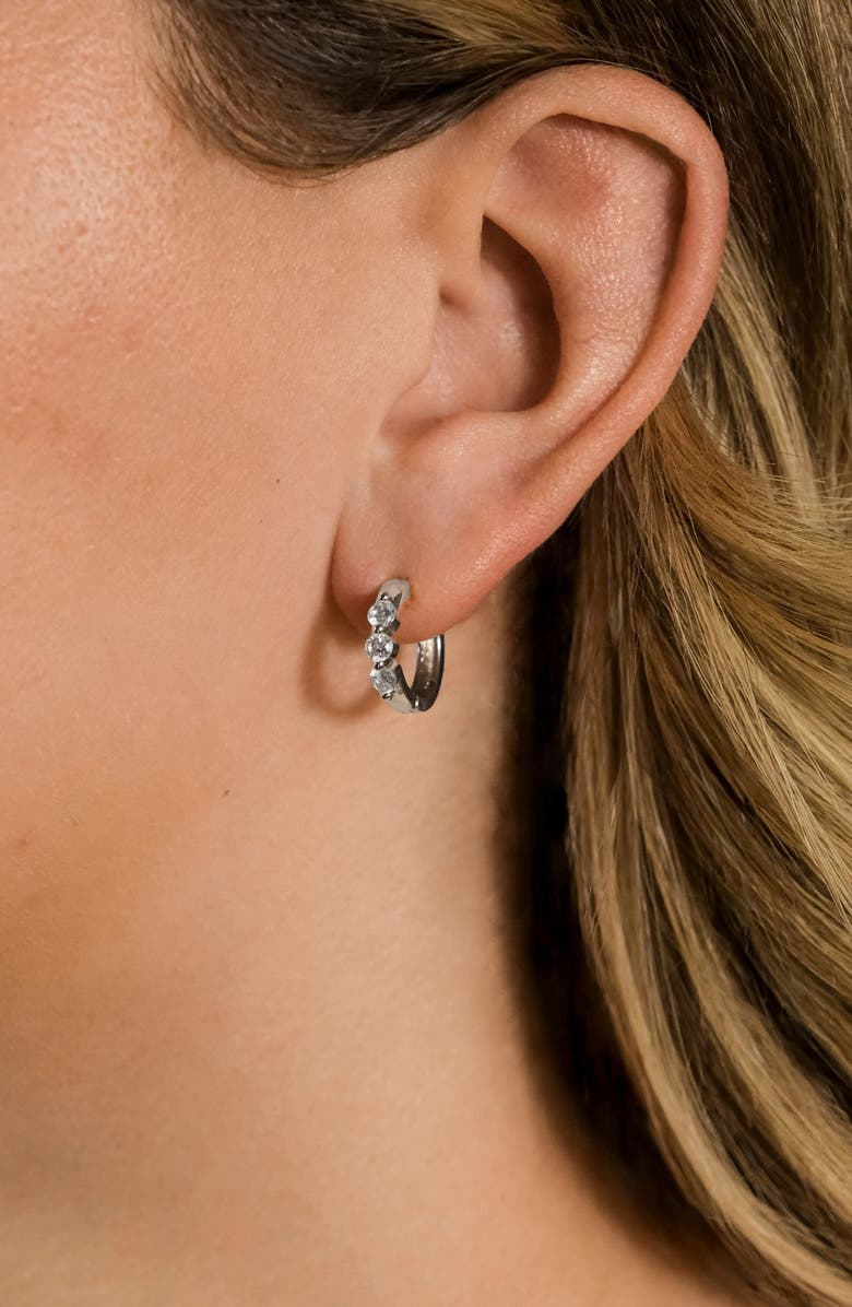 Sterling Forever Zadie CZ Everyday Hoop Earrings, Alternate, color, Silver/Clear