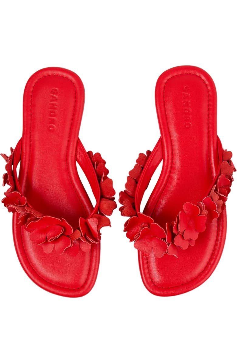 SANDRO Floral leather sandals, Alternate, color, Orange
