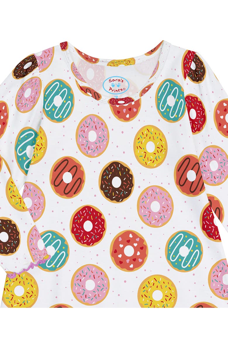 Long Sleeve Ruffle Nightgown, Alternate, color, Donut Party