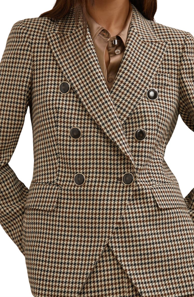 Reiss Hartley Houndstooth Double Breasted Blazer, Alternate, color, Neutral Check
