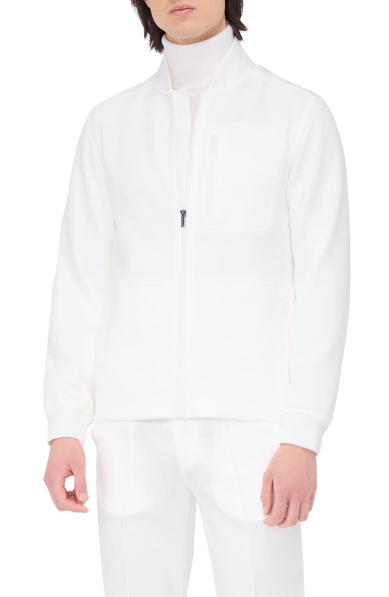 Bugatchi Knit Blouson Jacket, Main, color, Chalk