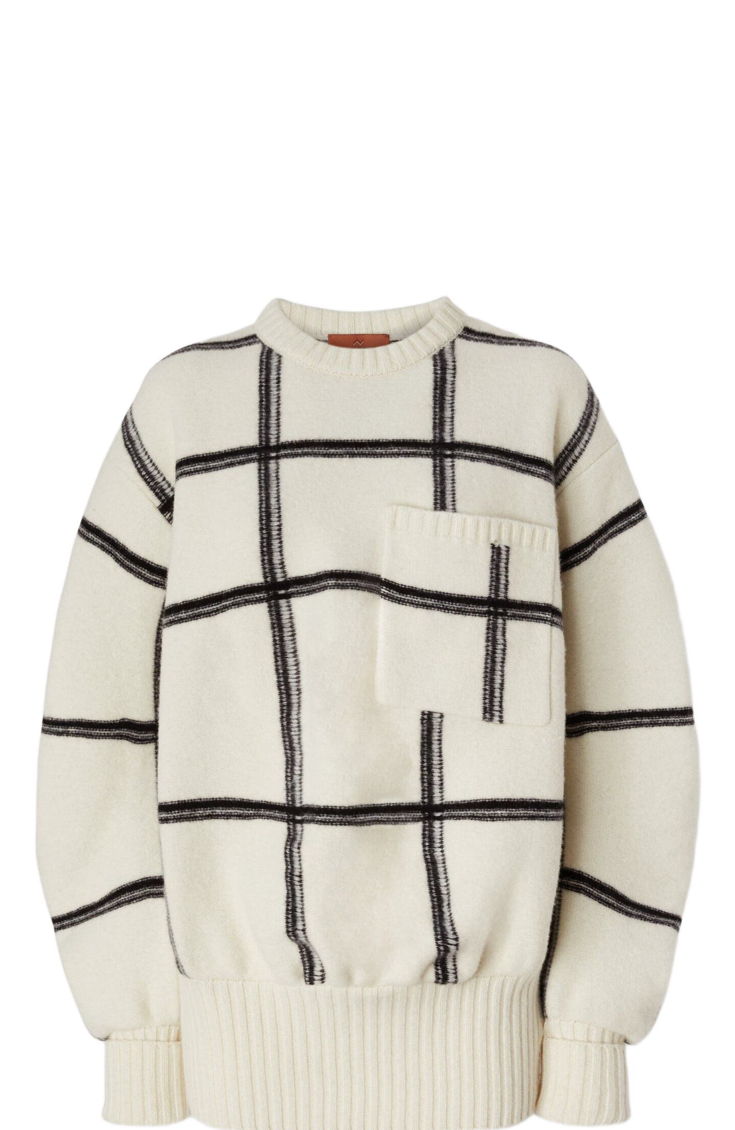 Oversized Wool Check Crew Neck Sweater - image 2