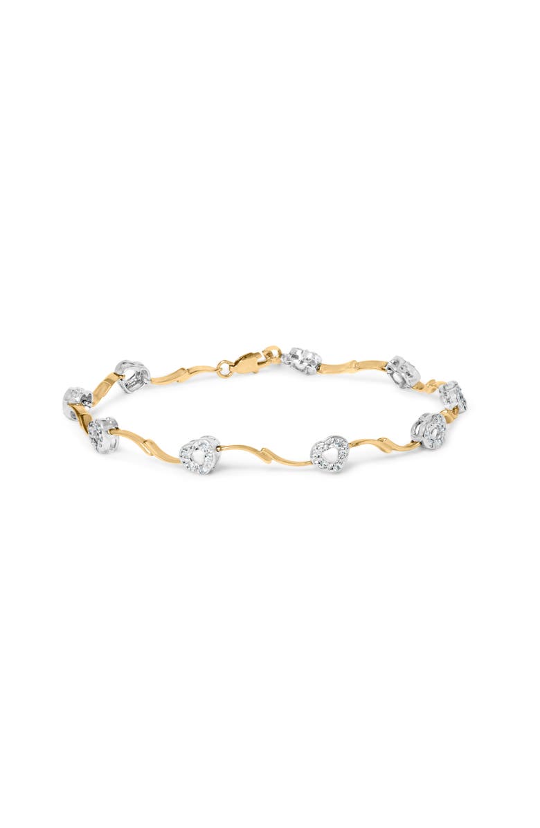 Haus of Brilliance 10k Two-Tone Gold 1/3 Cttw Diamond Pave Set Heart S-Link 7.25" Bracelet, Main, color, Yellow