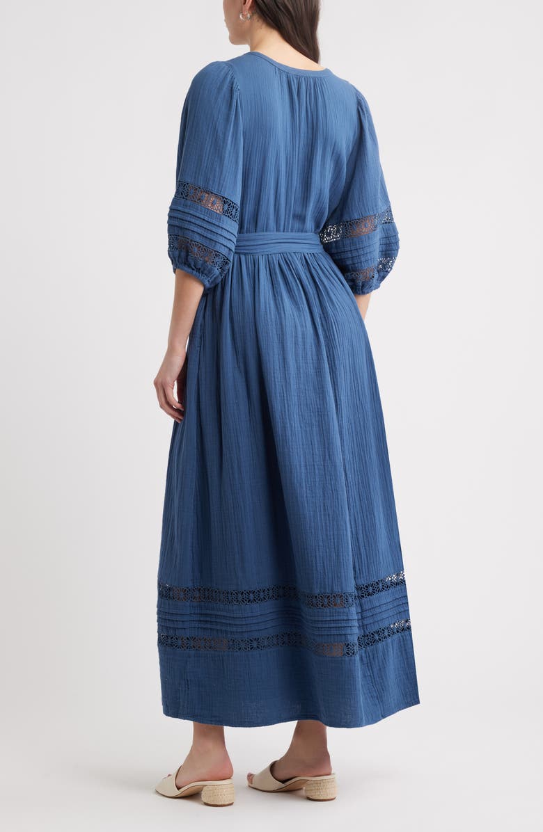 Caslon<sup>®</sup> Belted Cotton Maxi Dress, Alternate, color, Navy Denim