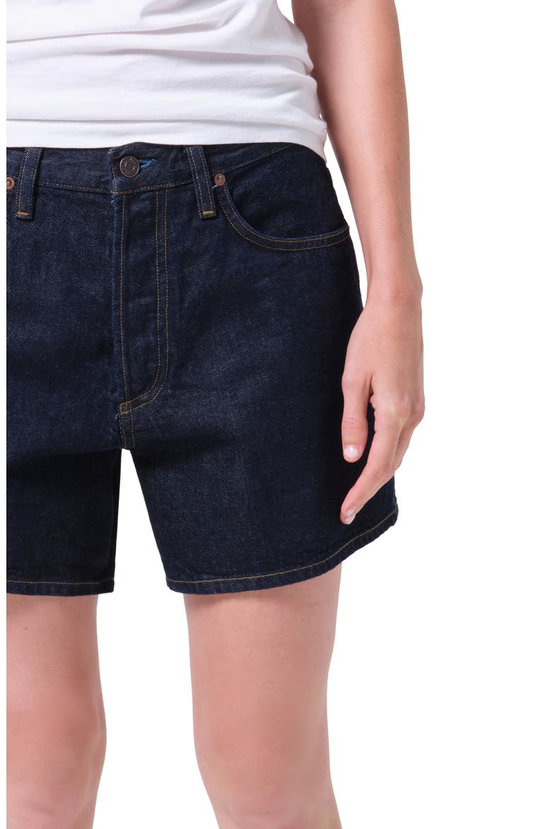 Leith High Waist Relaxed Long Denim Shorts, Alternate, color, RINSE DK BASIC IND RINSE
