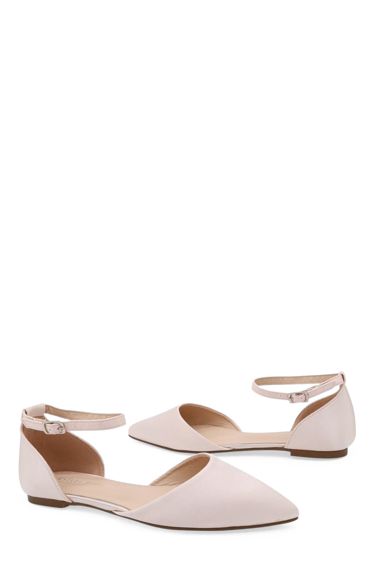 Bella Satin Pointed Toe Flats, Alternate, color, Dusty Pink