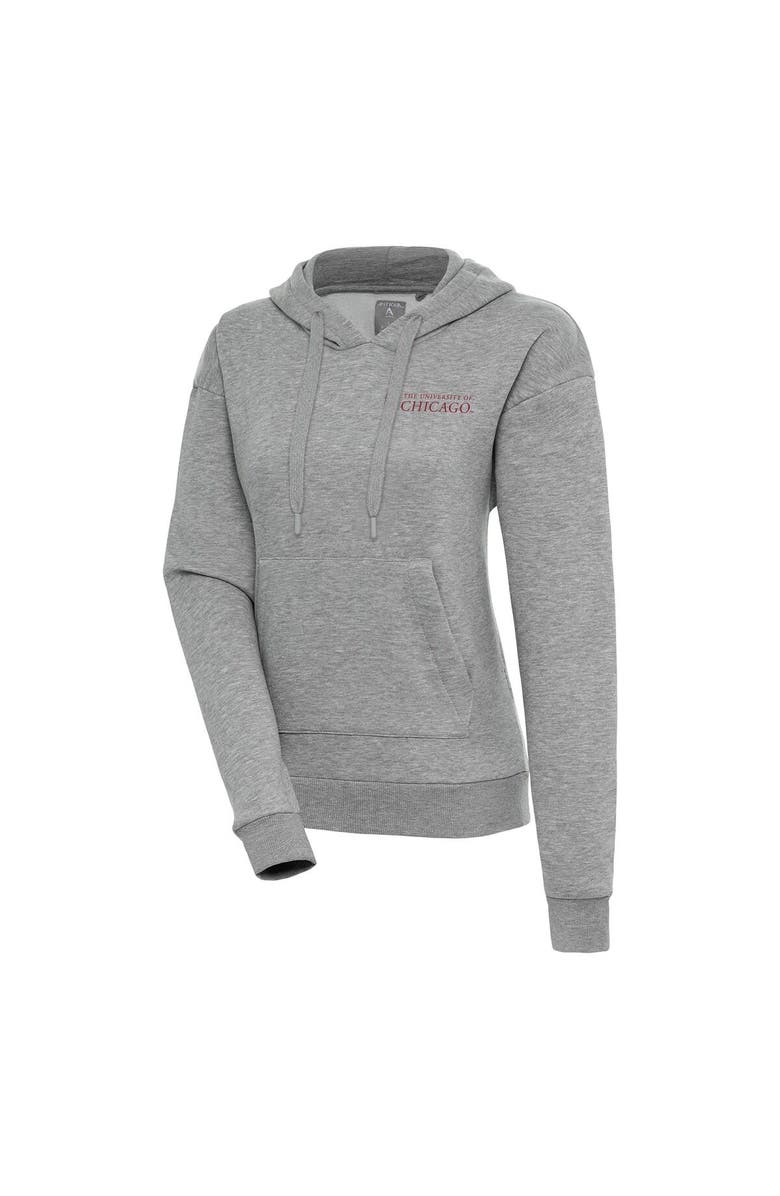 ANTIGUA Women's Antigua Heather Gray UChicago Maroons Victory Pullover Hoodie, Alternate, color, 