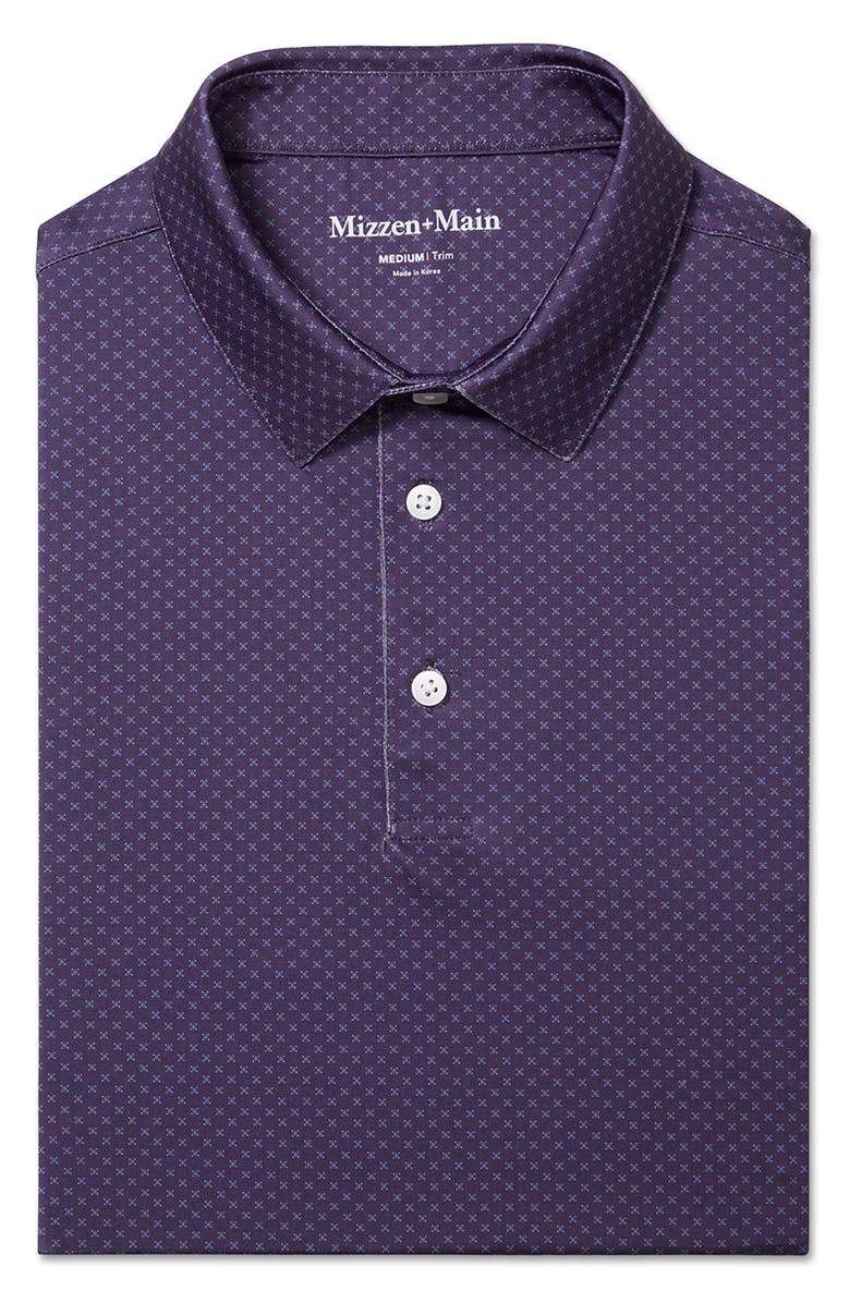 Mizzen+Main Versa Trim Fit Performance Golf Polo, Alternate, color, Passion Purple Crest Dot