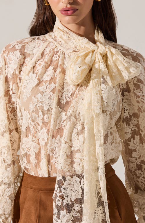 Astr The Label Cinthia Sheer Cotton Blend Lace Top In Neutral