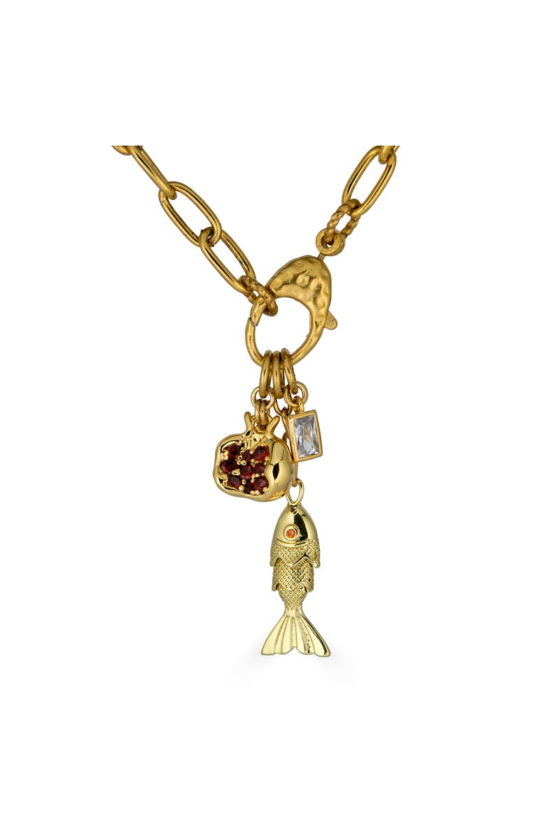 Loni Paul Jewelry Fish and Pomegranate Charm Drop Necklace, Alternate, color,
