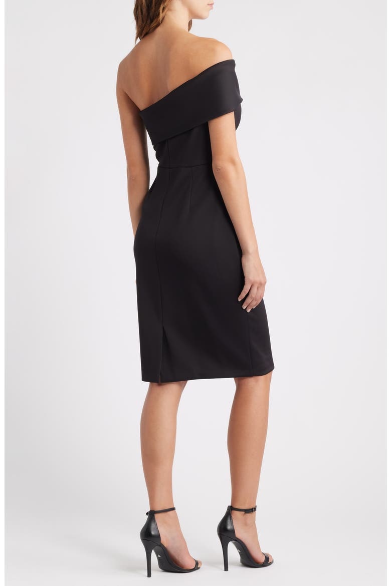 Social Off the Shoulder Scuba Knit Cocktail Dress, Alternate, color, BLACK