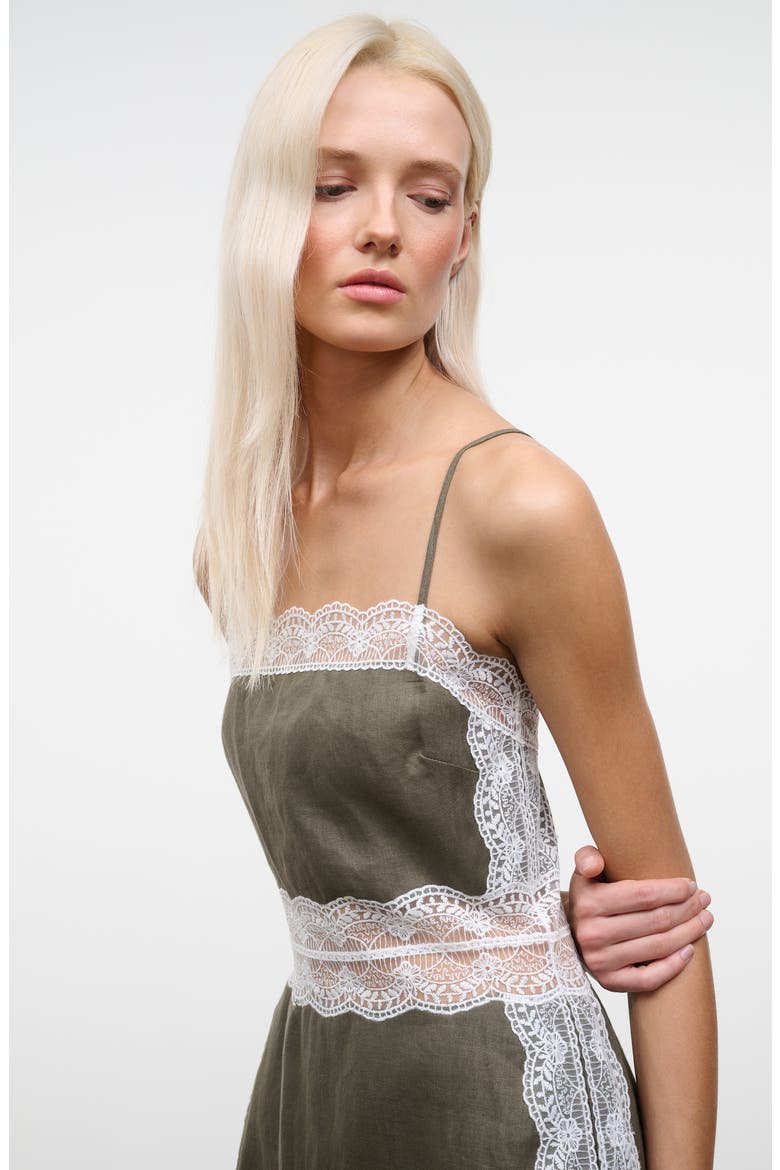 Amalina Lace Linen Minidress, Alternate, color, THYME