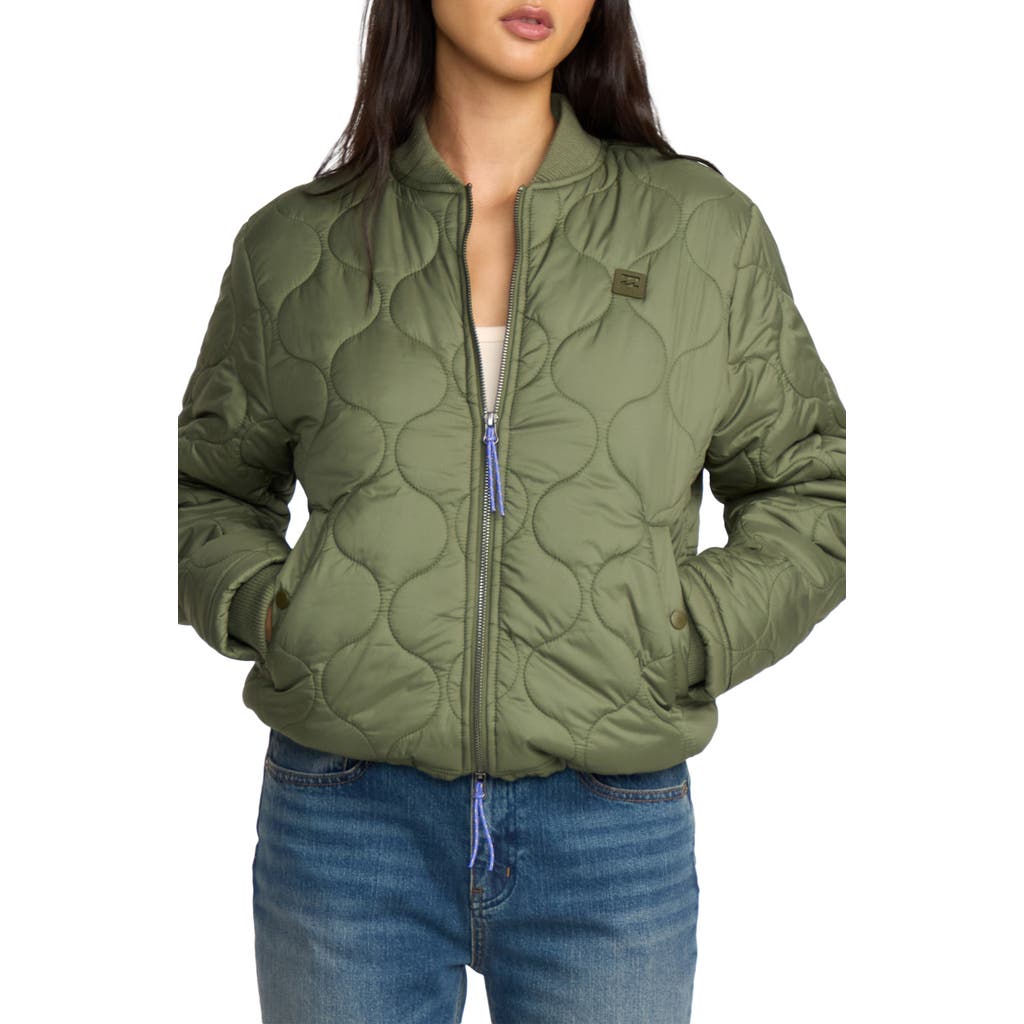 Billabong Cuesta Quilted Bomber Jacket In Metallic
