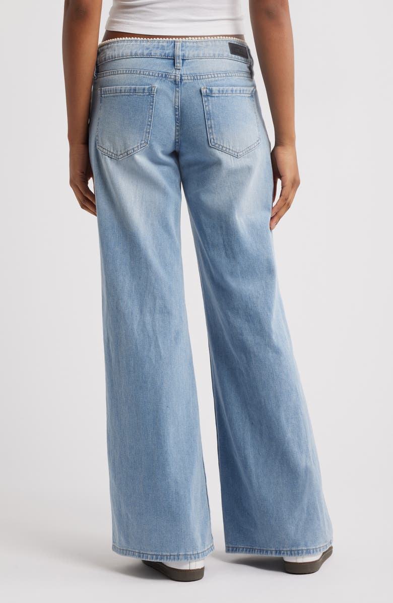 PTCL Faux Pearl Trim Wide Leg Jeans, Alternate, color, Indigo