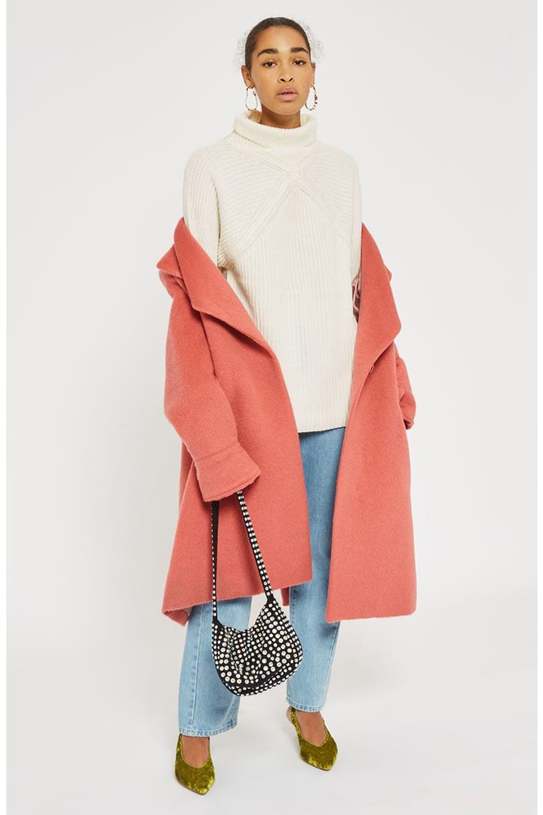 Diamond Stitch Turtleneck Sweater, Alternate, color, CREAM