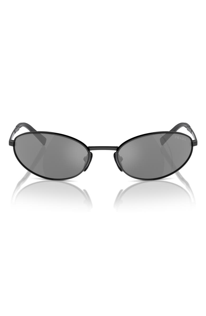 Prada 59mm Oval Sunglasses, Alternate, color, Black