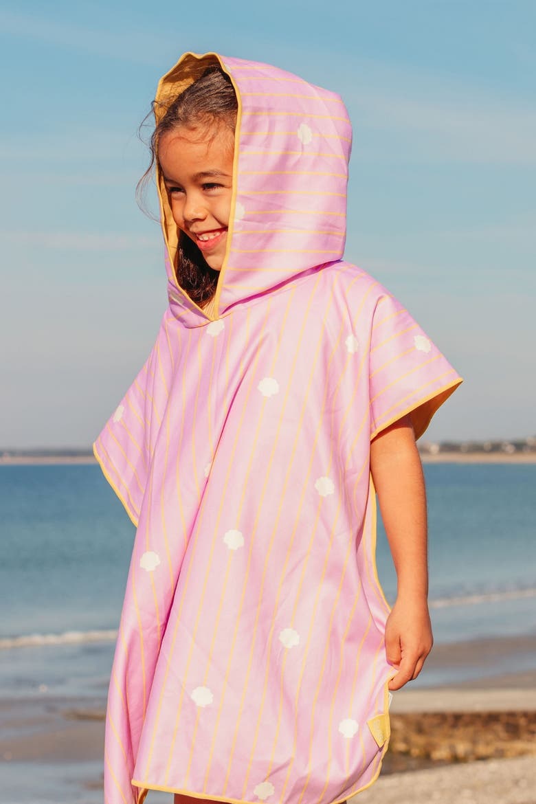 Beach Poncho Quick-Drying Microfiber Kids Towel, Alternate, color, Banana Pink
