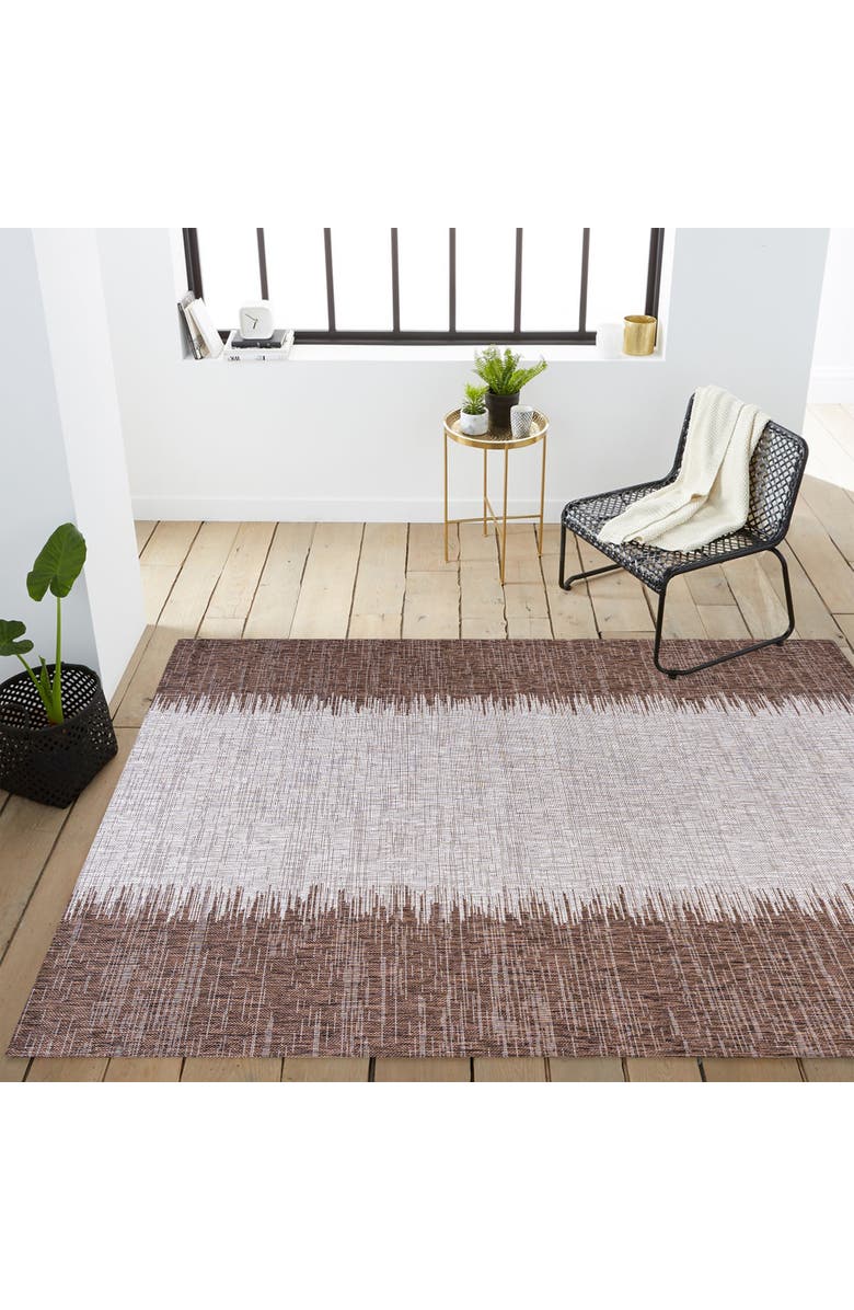 JONATHAN Y Tavira Modern Strie' Indoor/Outdoor Area Rug, Alternate, color, Brown/Beige
