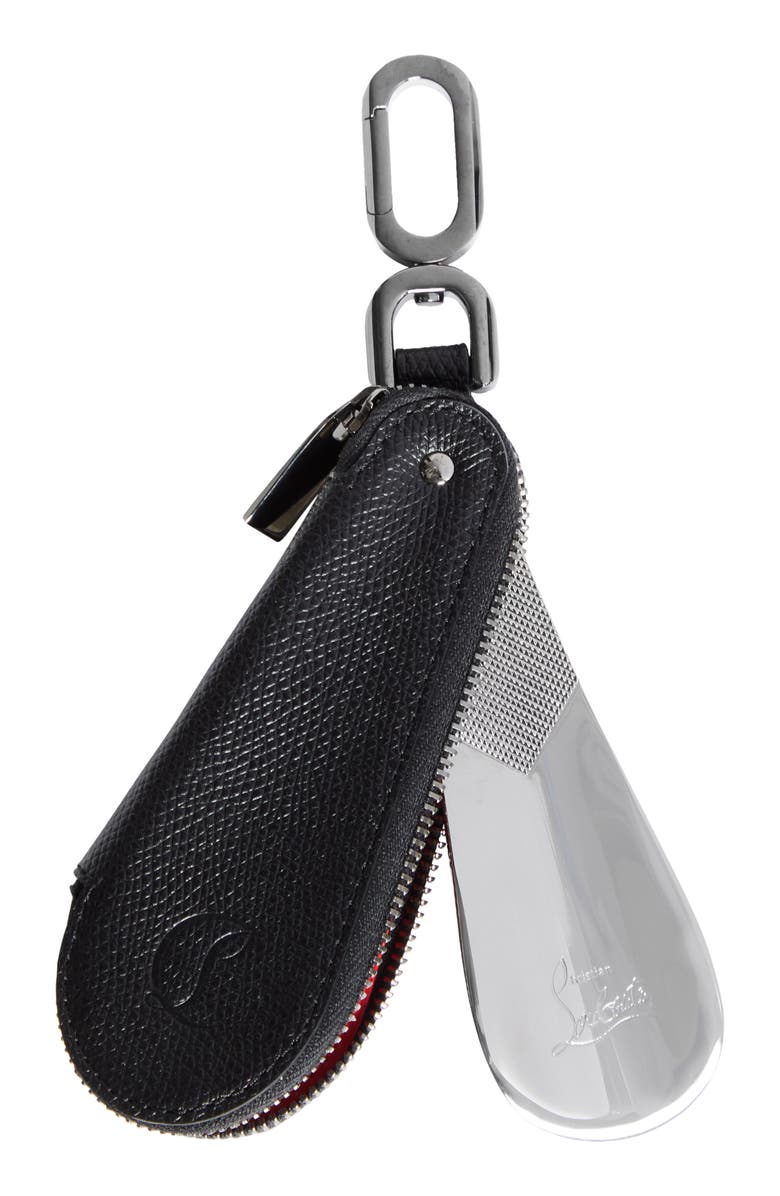 Christian Louboutin Mooncrest Shoehorn Key Ring, Main, color, Black