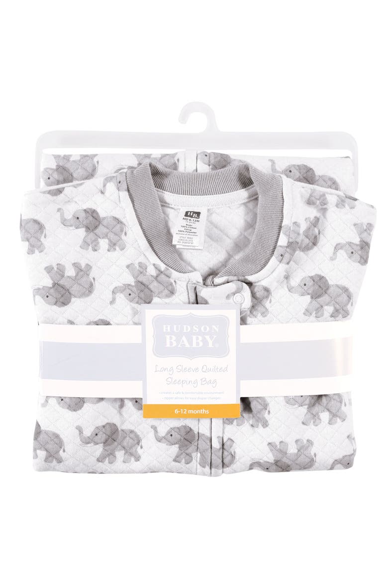 Quilted Long Sleeve Sleeping Bag and Wearable Blanket, Alternate, color, Gray Elephant