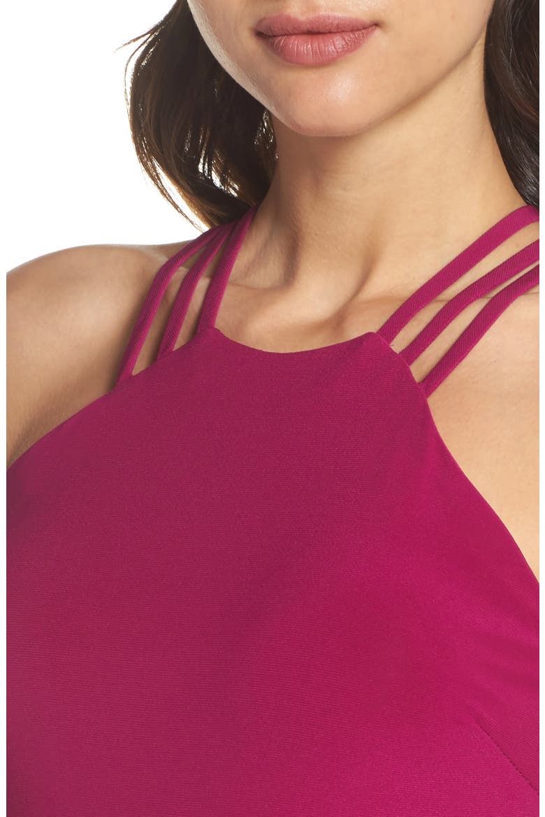 Strappy Back Trumpet Gown, Alternate, color, BERRY