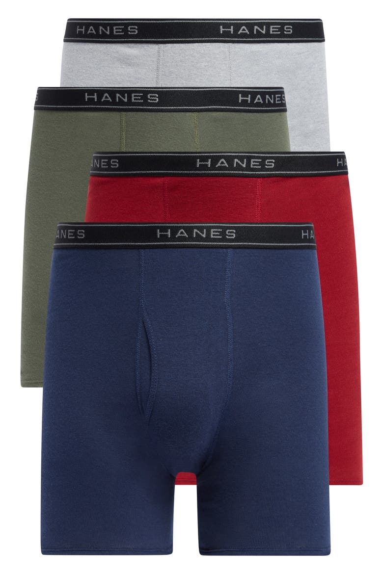 4-Pack Assorted Boxer Briefs, Main, color, GREY/ GREEN/ RED/ BLUE