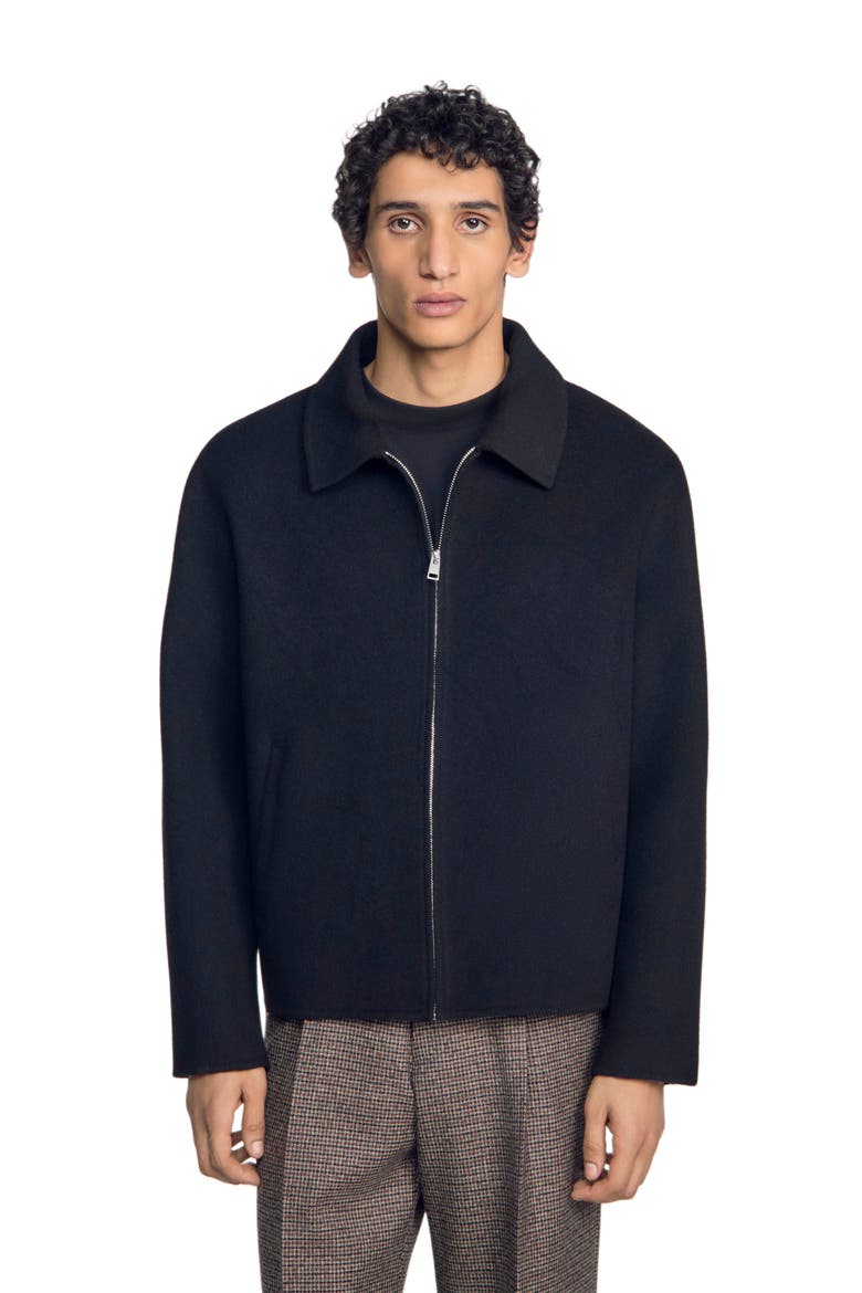 Wool zip-up jacket, Alternate, color, Black