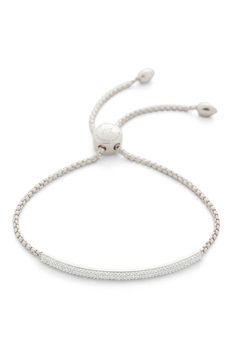 Stellar Pavé Diamond Mini Bar Bracelet, Alternate, color, SILVER