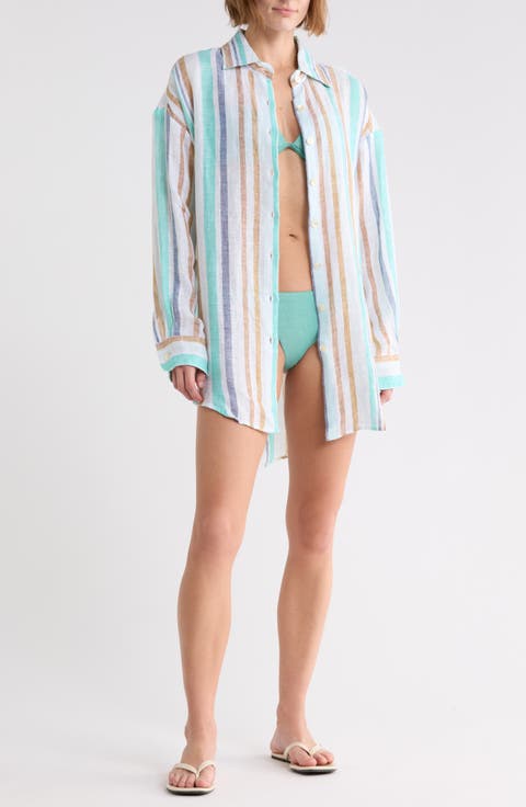 Playa Oversize Linen Cover-Up Shirt