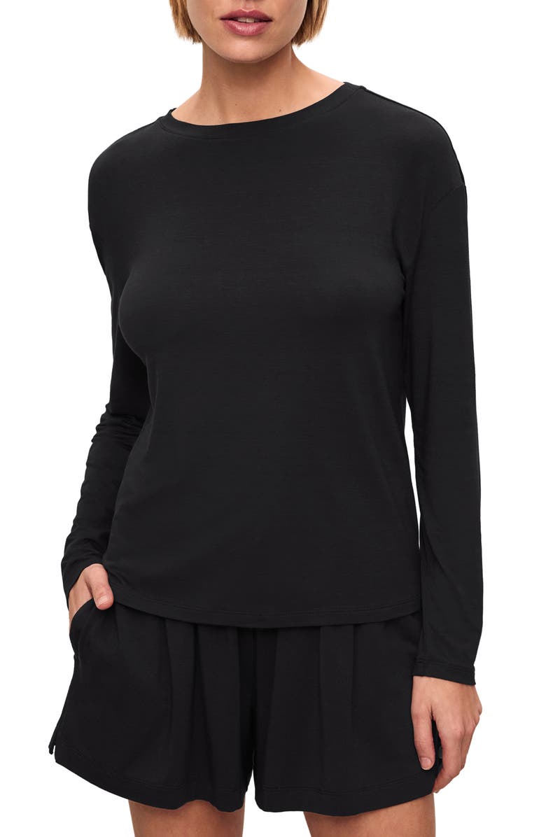 Eberjey Gisele Stretch Modal Pajama Top, Main, color, Black