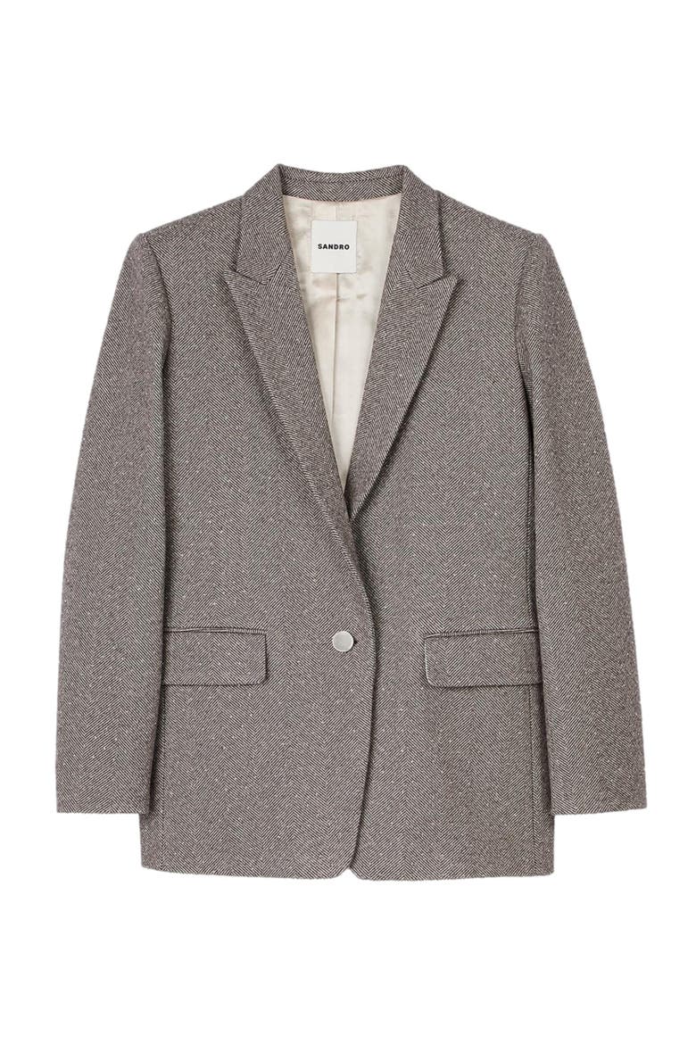 Herringbone suit jacket, Alternate, color, Beige