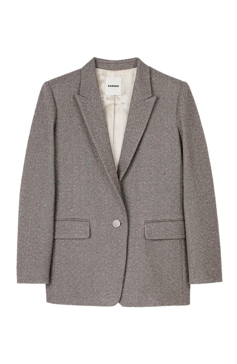 SANDRO Herringbone suit jacket, Alternate, color, 