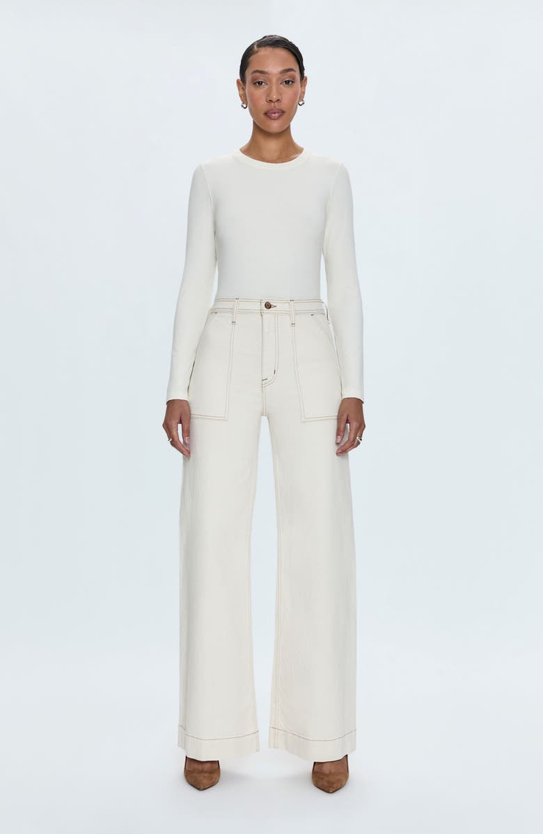 Pistola Penny High Waist Wide Leg Utility Jeans, Alternate, color, Ecru