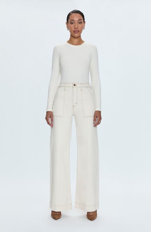 Pistola Penny Utility High Rise Wide Leg Denim Pants In Ecru In White