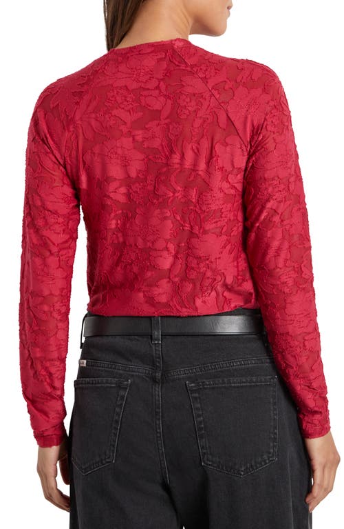 Splendid Cece Floral Semisheer Long Sleeve Top In Red