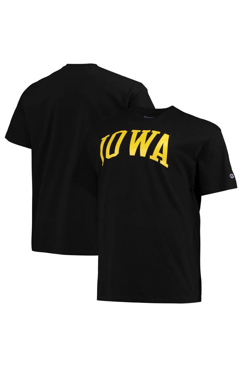 Men's Champion Black Iowa Hawkeyes Big & Tall Arch Team Logo T-Shirt, Main, color, Black