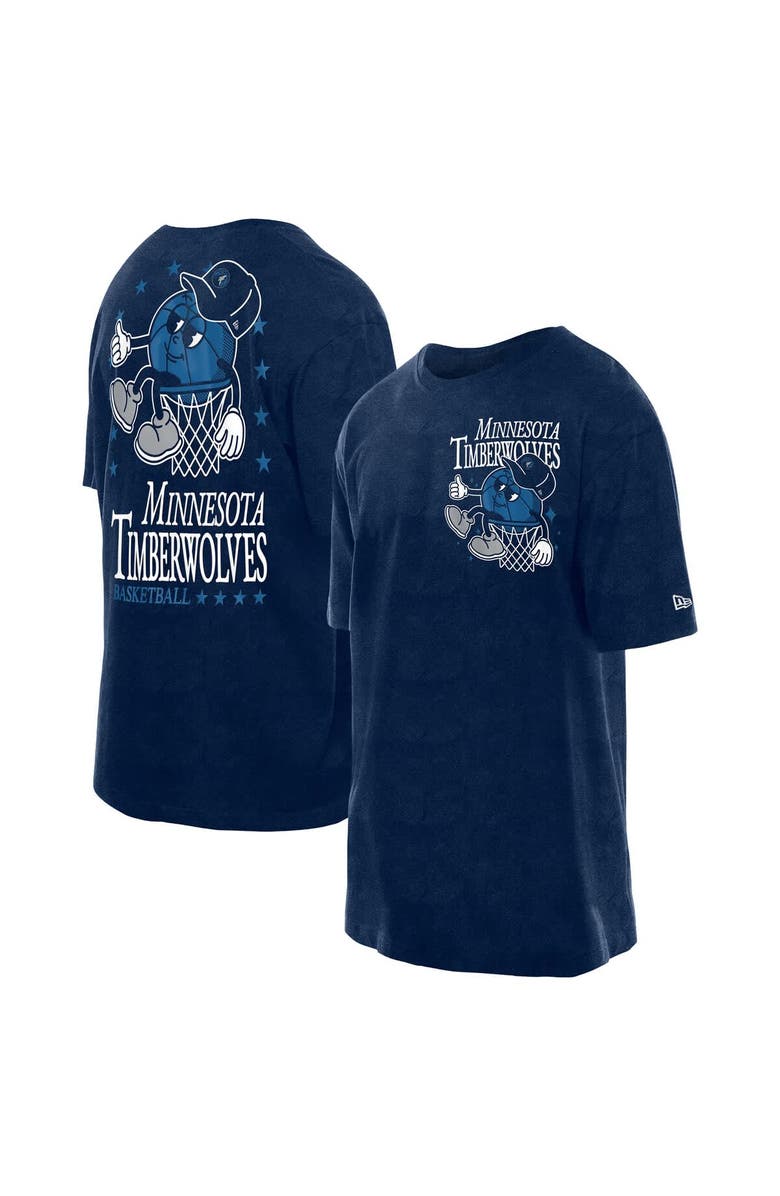 New Era Men's New Era Navy Minnesota Timberwolves Old School Sport Enzyme Wash Oversized T-Shirt, Main, color, 