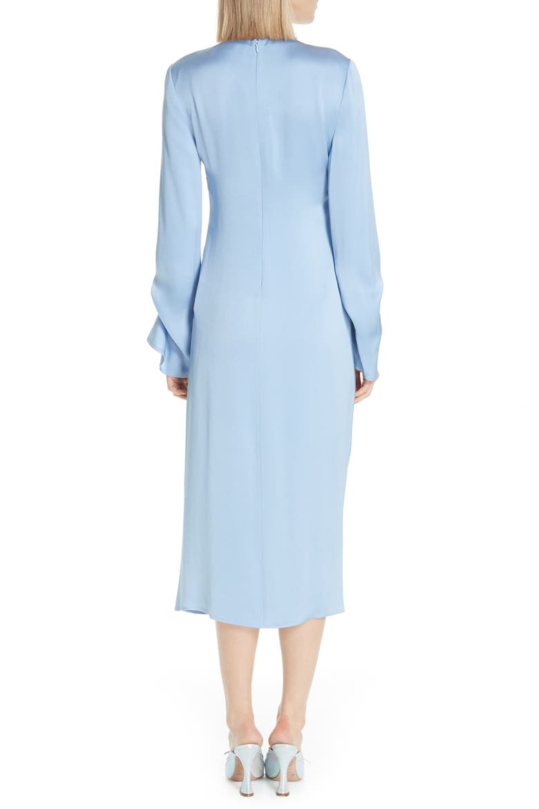 Noemi Satin Pickup Detail Midi Dress, Alternate, color, ICE BLUE