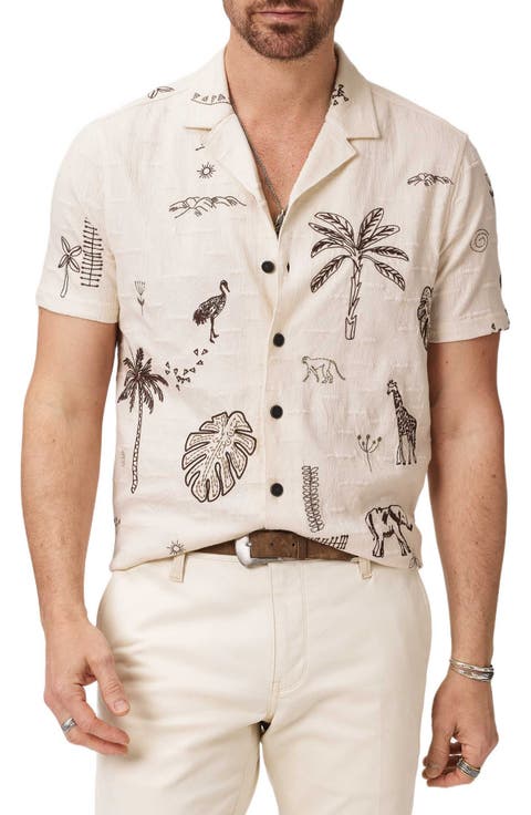 Beeston Embroidered Jungle Icons Knit Camp Shirt