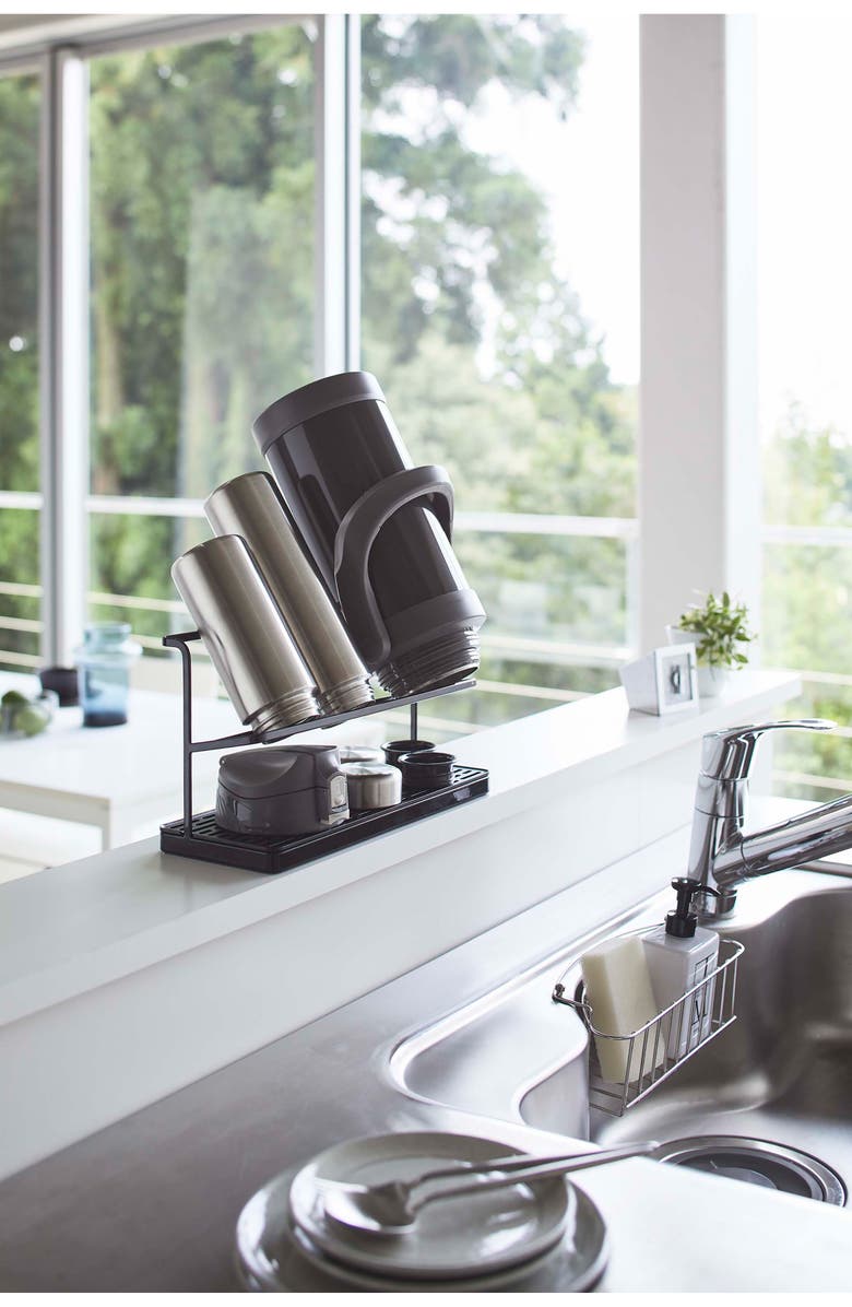 Yamazaki Countertop Bottle Drying Rack, Alternate, color, Black