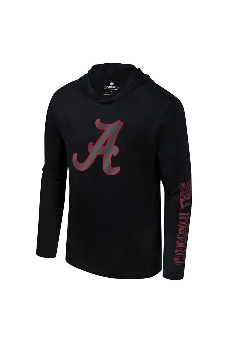 Men's Colosseum Black Alabama Crimson Tide Color Pop Active Blend 2-Hit Long Sleeve Hooded T-Shirt, Alternate, color, Black