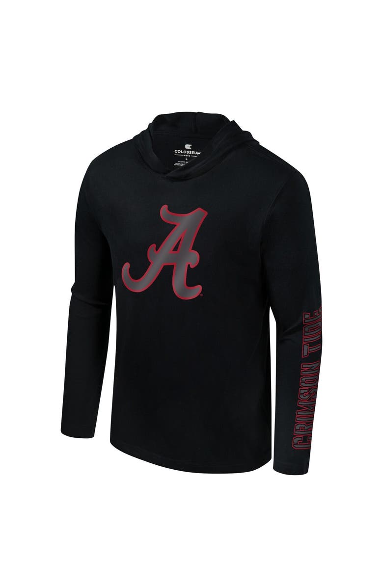 COLOSSEUM Men's Colosseum Black Alabama Crimson Tide Color Pop Active Blend 2-Hit Long Sleeve Hooded T-Shirt, Alternate, color, Black