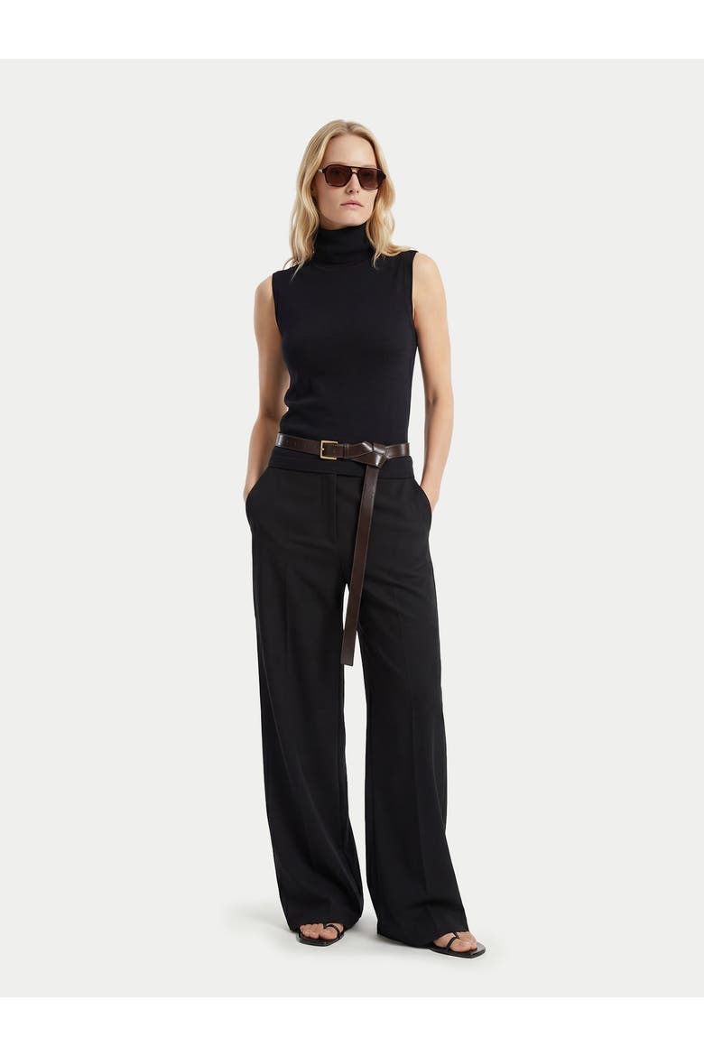 Cashmere Silk High-Neck Top, Alternate, color, black