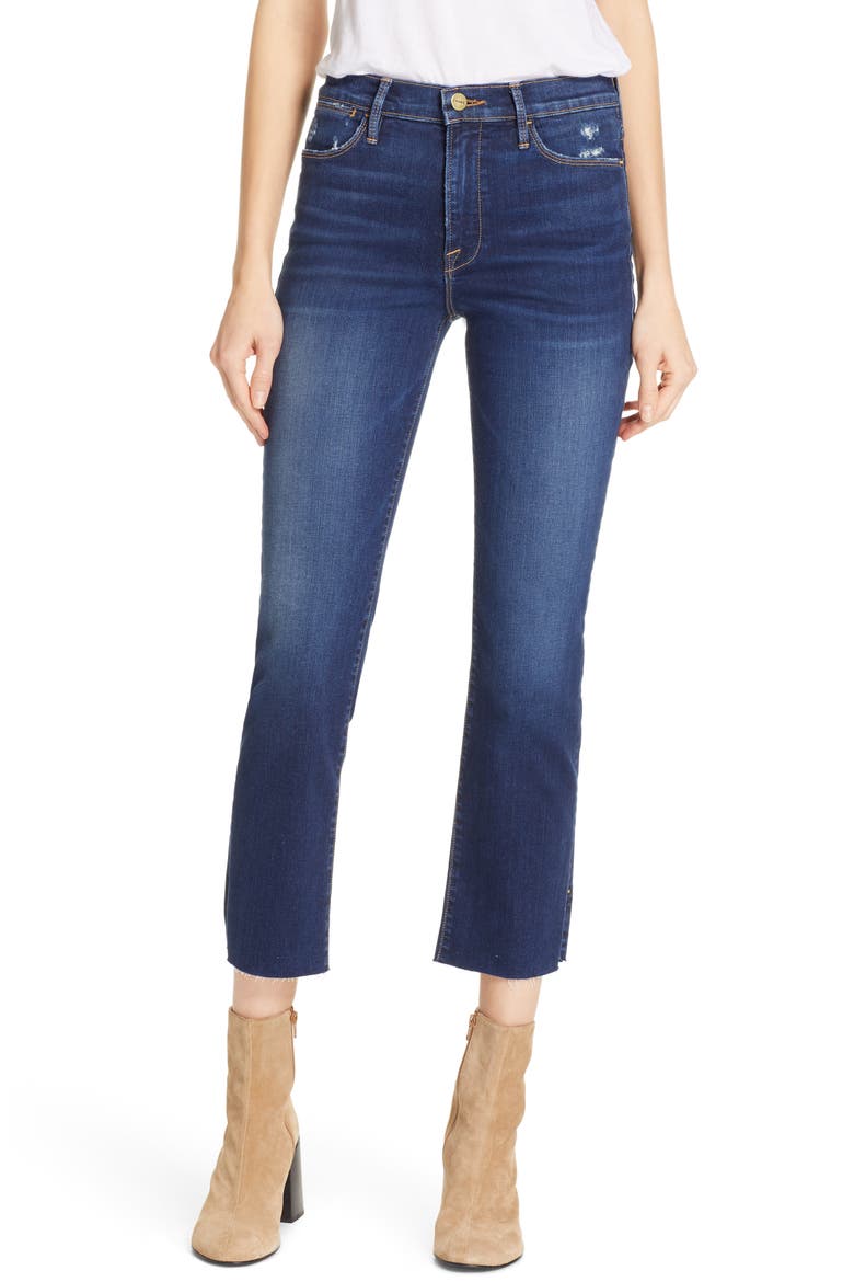 Le High Rivet Ankle Straight Leg Jeans (Nordstrom Exclusive), Main, color, MANO