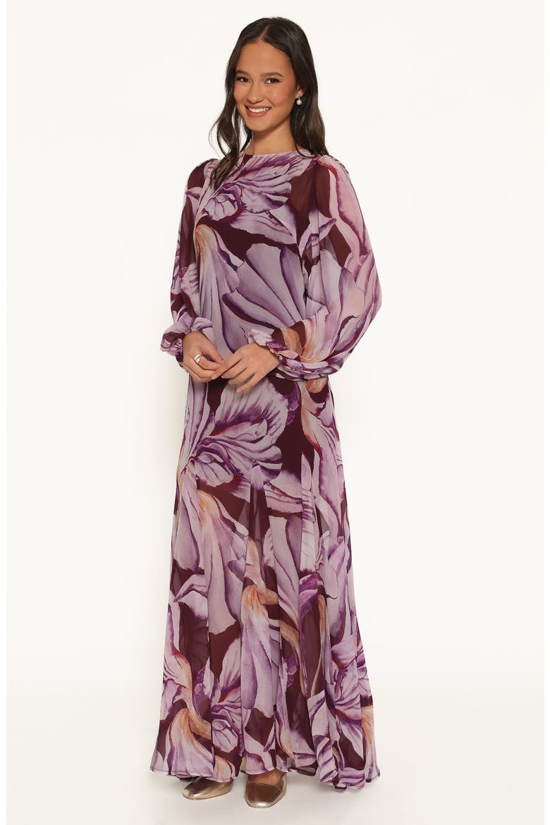 Keani Floral Long Sleeve Maxi Dress, Alternate, color, PLUM FLORAL