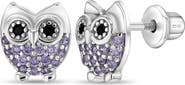 In Season Jewelry Hoot Cubic Zirconia Owl Earrings