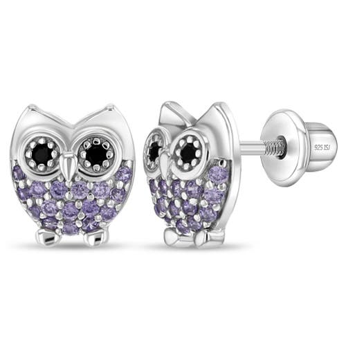 Shop In Season Jewelry Hoot Cubic Zirconia Owl Earrings In Purple