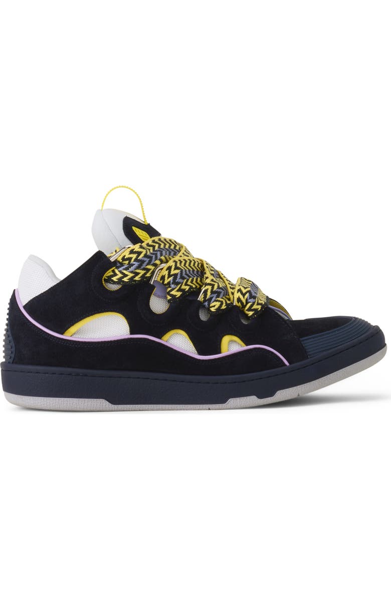 Lanvin Curb Leather Sneakers, Main, color, Navy Blue/Light Purple